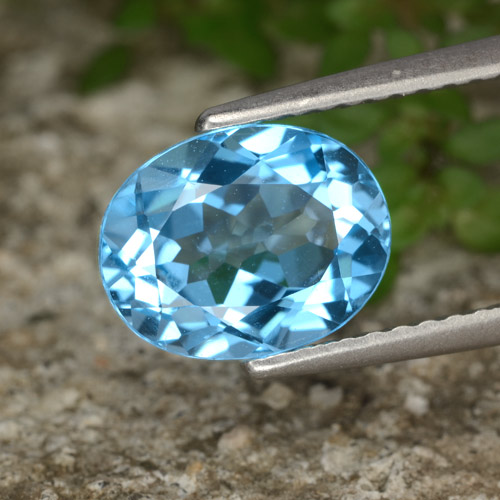 Topázio azul natural 2,32ct, corte oval, VVS-VS