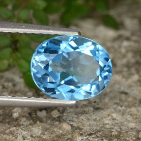 Topázio azul natural 2,32ct, corte oval, VVS-VS