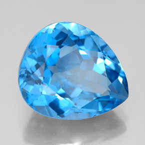 Topázio azul natural 11,24ct, formato de pêra, VS