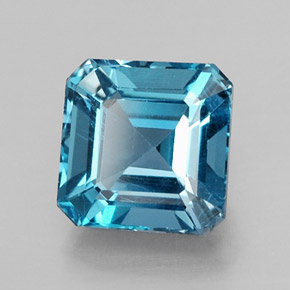 Topázio azul natural 2,25ct, corte esmeralda, VVS-VS