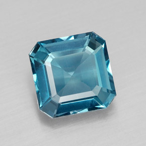 Topázio azul natural 1,77ct, corte esmeralda, VVS-VS