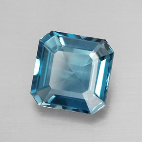 Topázio azul natural 1,77ct, corte esmeralda, VVS-VS