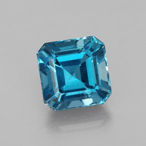 Topázio azul natural 2,47ct, corte esmeralda, VS
