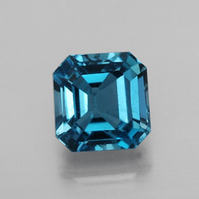 Topázio azul natural 2,63ct, corte esmeralda, VS