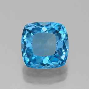 Topázio azul natural 2,76ct, almofada cortada, VVS-VS