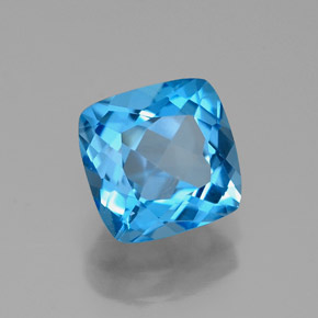 Topázio azul natural 2,25ct, almofada cortada, VVS