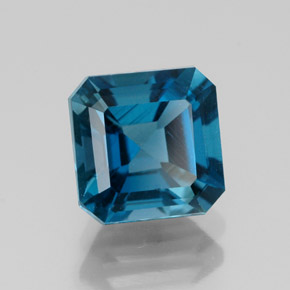 Topázio azul natural 2,19ct, corte esmeralda, VS-SI