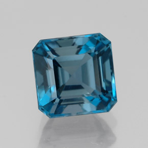 Topázio azul natural 2,57ct, corte esmeralda, VVS-VS