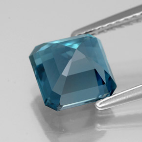 Topázio azul natural 2,57ct, corte esmeralda, VVS-VS
