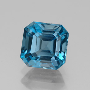 Topázio azul natural 2,09ct, corte esmeralda, VVS-VS