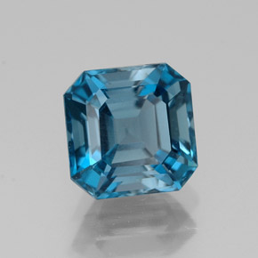 Topázio azul natural 2,09ct, corte esmeralda, VVS-VS