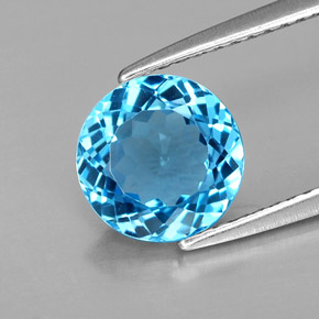Topázio azul natural 2,08ct, corte redondo, VVS-VS