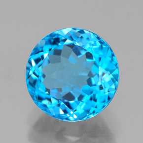 Topázio azul natural 2,64ct, corte redondo, VVS