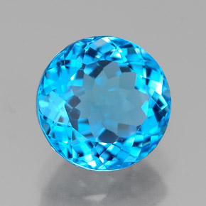 Topázio azul natural 2,64ct, corte redondo, VVS