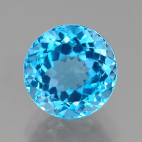 Topázio azul natural 2,90ct, corte redondo, VVS