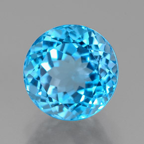 Topázio azul natural 2,90ct, corte redondo, VVS