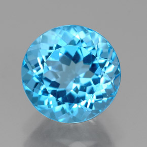 Topázio azul natural 2,63ct, corte redondo, VVS