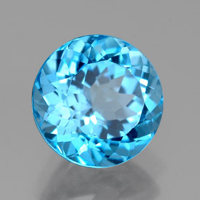 Topázio azul natural 2,63ct, corte redondo, VVS