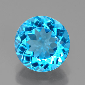 Topázio azul natural 2,31ct, corte redondo, VVS-VS