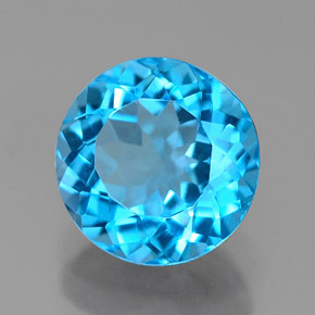 Topázio azul natural 2,31ct, corte redondo, VVS-VS