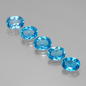 Pedras preciosas de topázio azul natural de  ct, corte oval, VVS