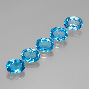 Pedras preciosas de topázio azul natural de  ct, corte oval, VVS