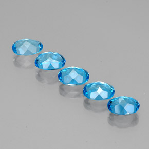 Pedras preciosas de topázio azul natural de  ct, corte oval, VVS