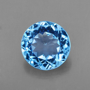 Topázio azul natural 2,14ct, corte redondo, VS-SI