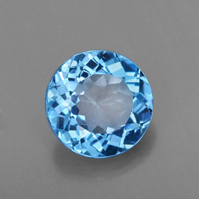 Topázio azul natural 2,14ct, corte redondo, VS-SI