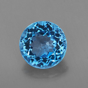 Topázio azul natural 2,47ct, corte redondo, VS
