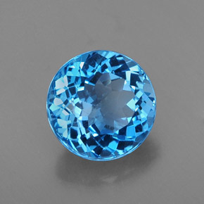 Topázio azul natural 2,47ct, corte redondo, VS