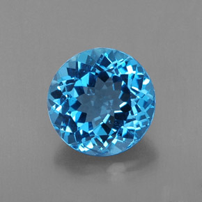 Topázio azul natural 2,33ct, corte redondo, VS