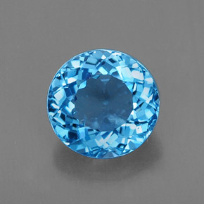 Topázio azul natural 2,42ct, corte redondo, VVS