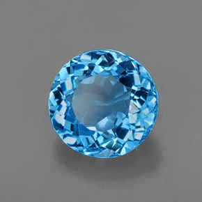 Topázio azul natural 2,42ct, corte redondo, VVS