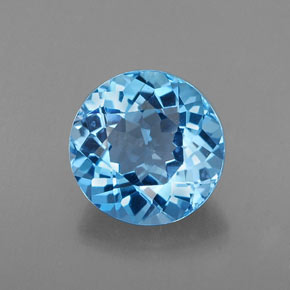 Topázio azul natural 2,21ct, corte redondo, VVS