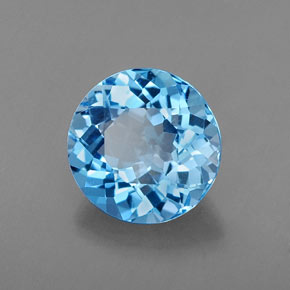 Topázio azul natural 2,21ct, corte redondo, VVS