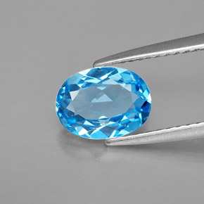 Topázio azul natural 1,48ct, corte oval, VVS-VS