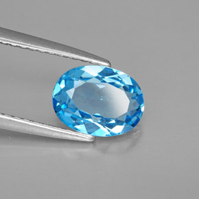 Topázio azul natural 1,48ct, corte oval, VVS-VS