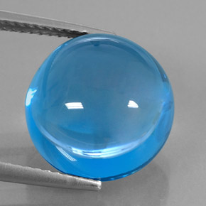 Topázio azul natural 15,53ct, corte redondo, transparente