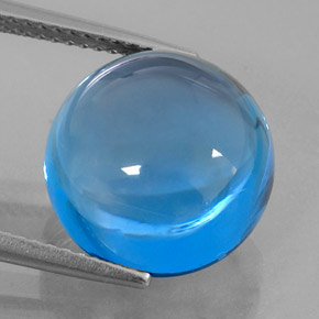 Topázio azul natural 15,31ct, corte redondo, transparente
