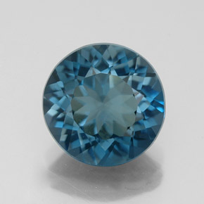 Topázio azul natural 3,11ct, corte redondo, VVS