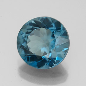 Topázio azul natural 3,11ct, corte redondo, VVS