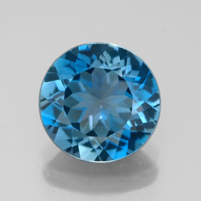 Topázio azul natural 2,75ct, corte redondo, VVS