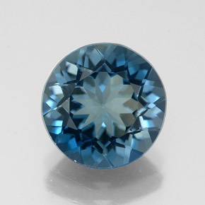 Topázio azul natural 3,08ct, corte redondo, VVS