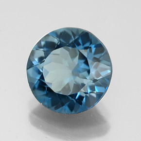 Topázio azul natural 3,08ct, corte redondo, VVS