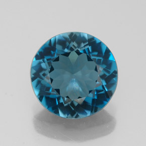 Topázio azul natural 2,79ct, corte redondo, VVS