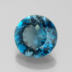 Topázio azul natural 2,79ct, corte redondo, VVS