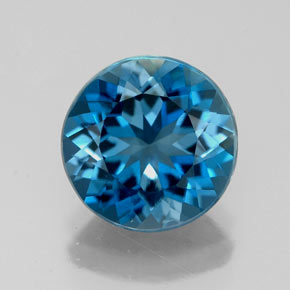 Topázio azul natural 2,87ct, corte redondo, VVS