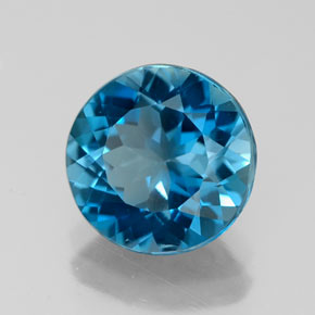 Topázio azul natural 2,87ct, corte redondo, VVS