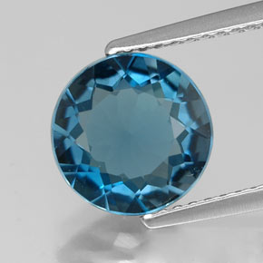 Topázio azul natural 2,59ct, corte redondo, VVS